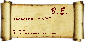 Baracska Ernő névjegykártya